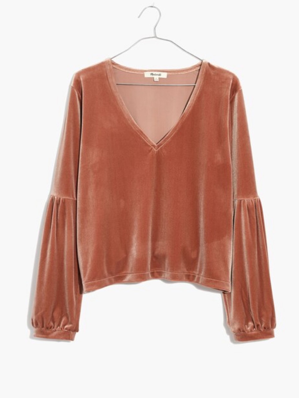 Madewell Velvet Bubble-Sleeve Top Women’s SZ XS in Burnt Sienna